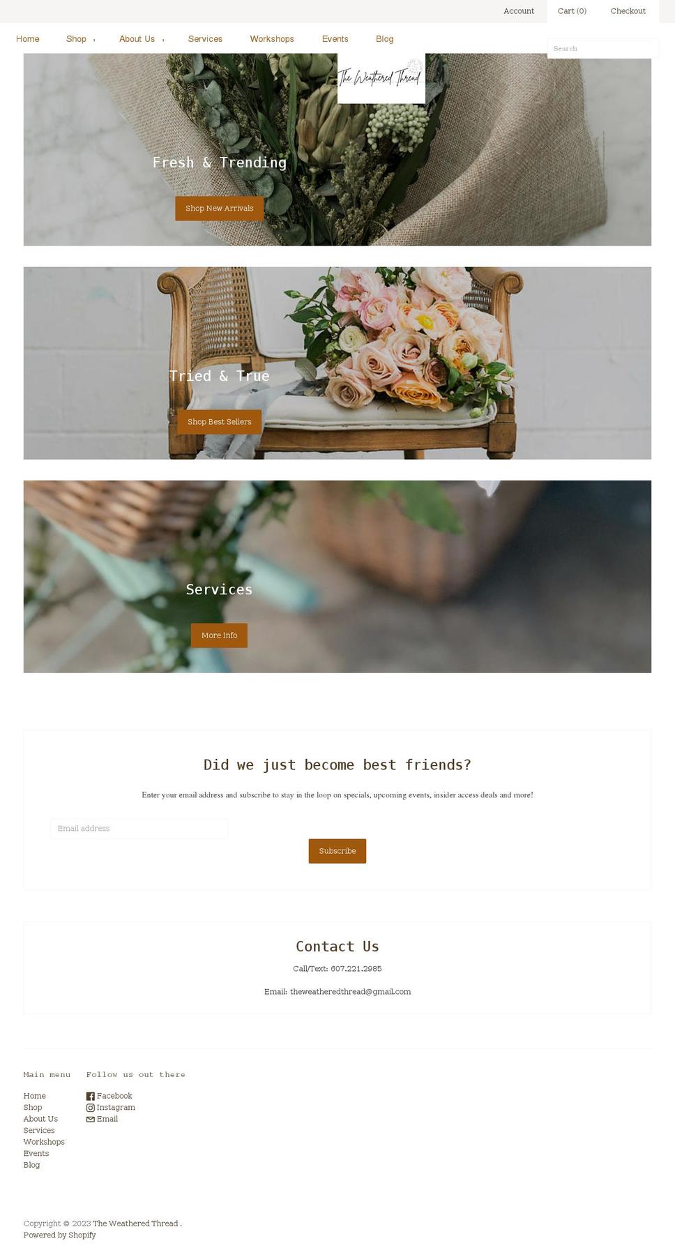 theweatheredthread.com shopify website screenshot