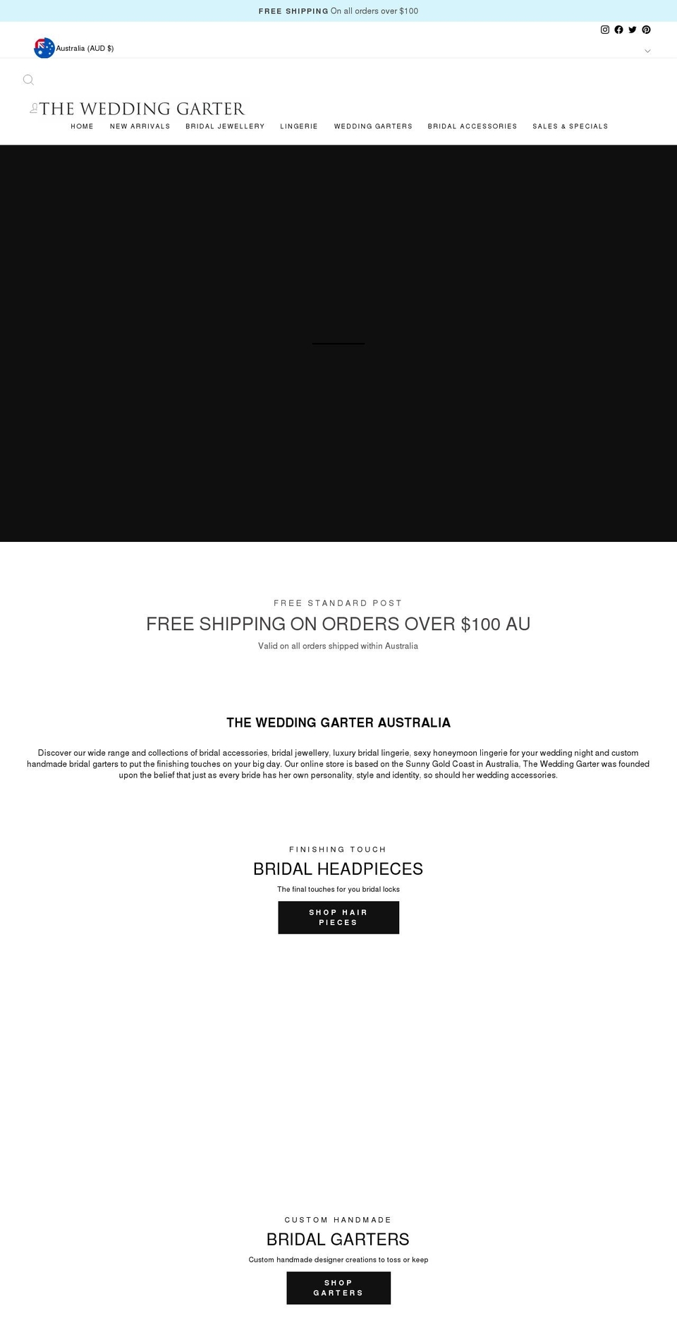 theweddinggarter.com.au shopify website screenshot