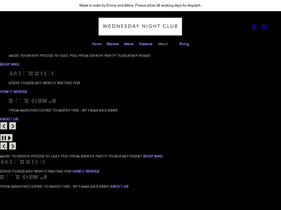 thewednesdaynightclub.com shopify website screenshot