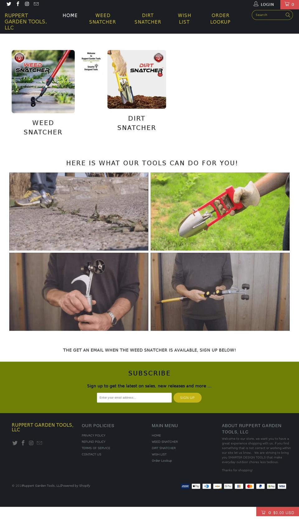 Ruppert Garden Tools Theme Shopify theme site example theweedsnatcher.com