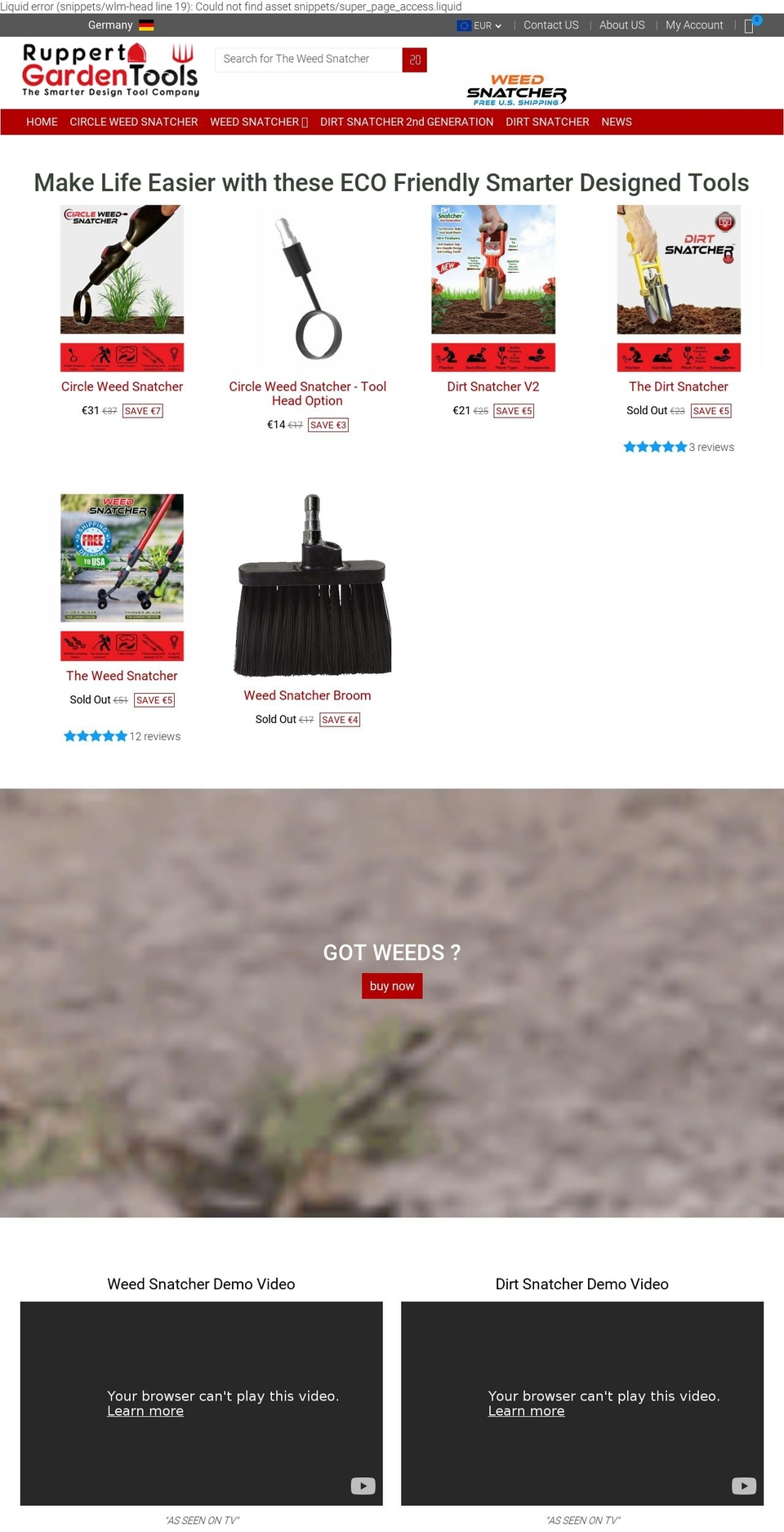 Ruppert Garden Tools Theme Shopify theme site example theweedsnatcher.info