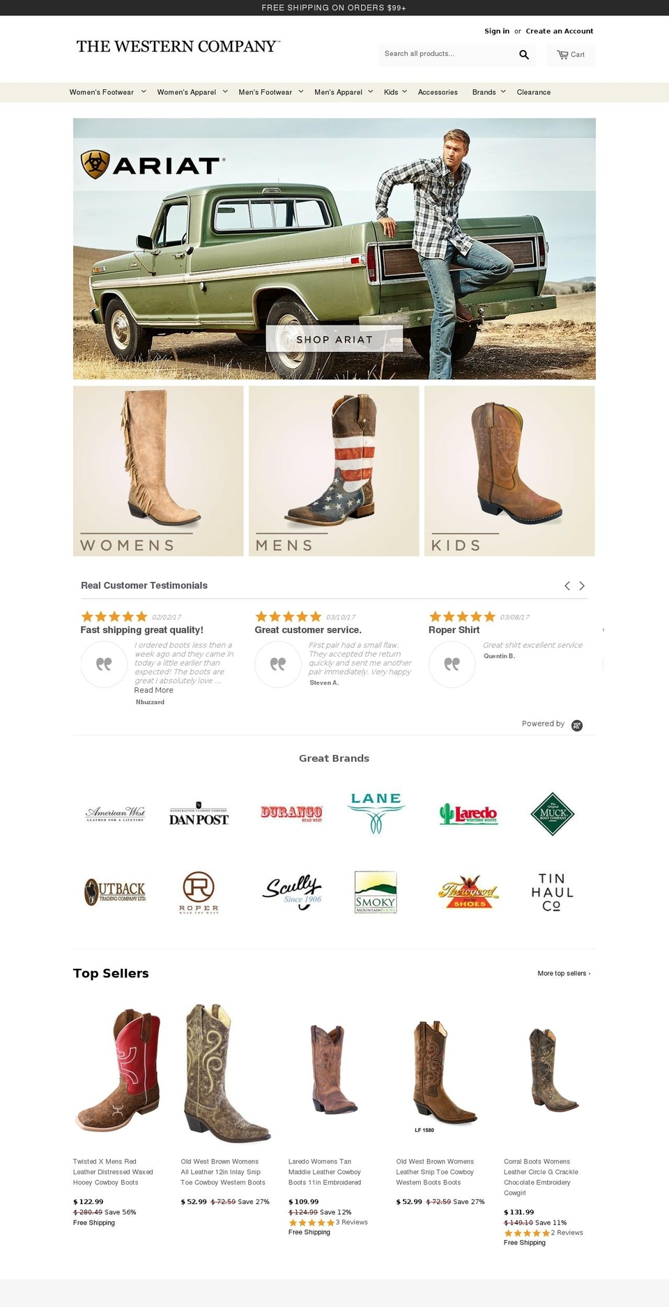 Q1, 2017 - Accurate Ship Dates Shopify theme site example thewesternco.com