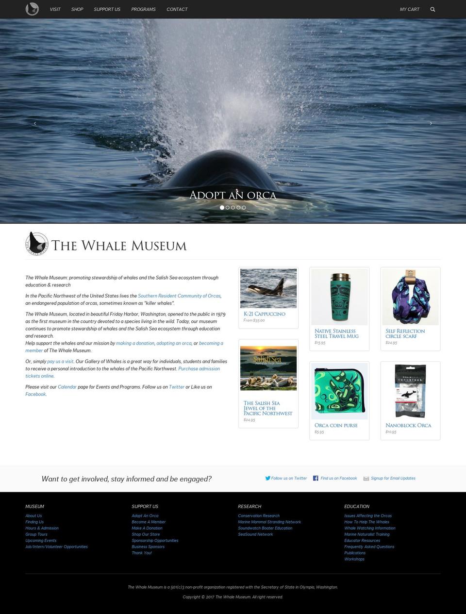 the-whale-musuem Shopify theme site example thewhalemuseum.org