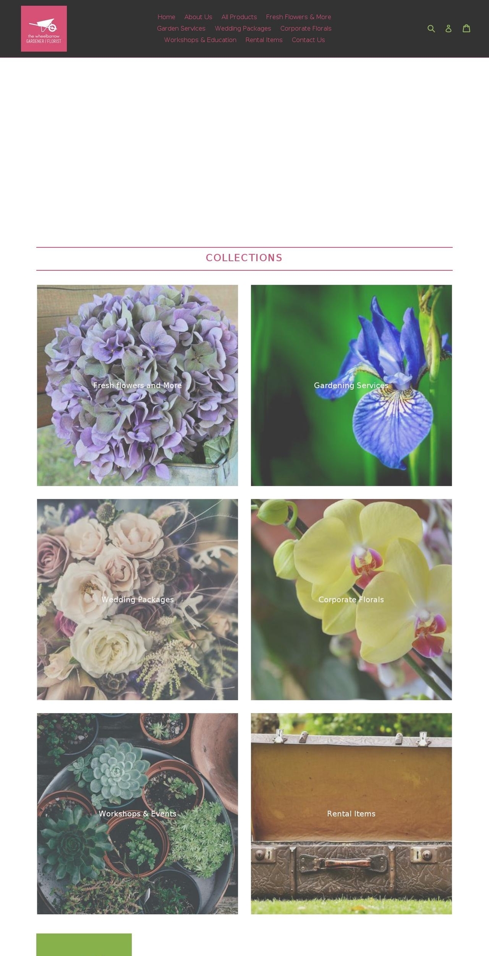 thewheelbarrowflorist.com — Shopify storefront screenshot
