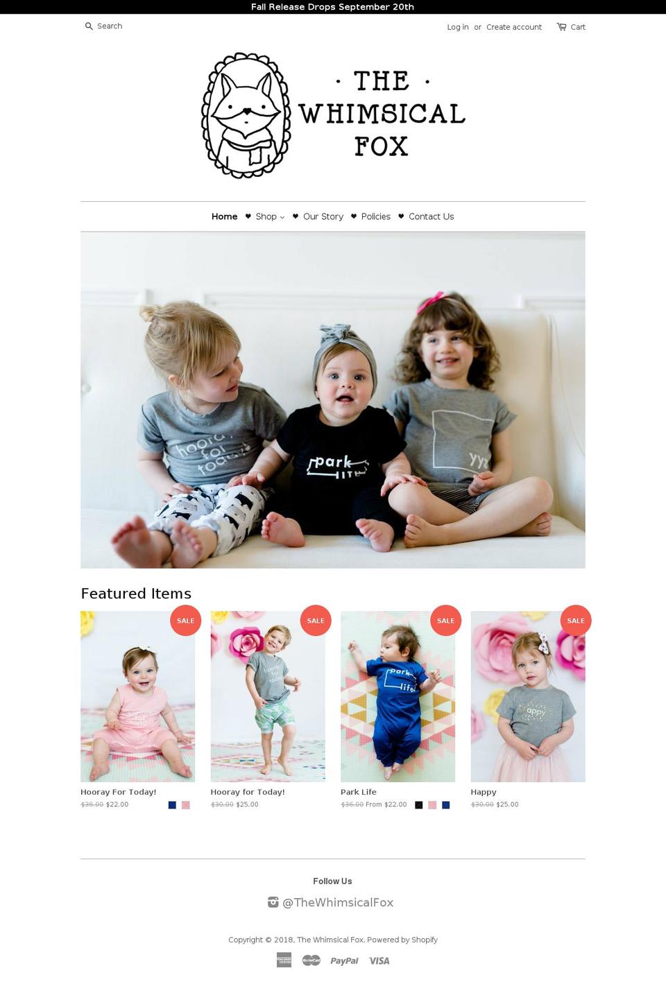 thewhimsicalfox.com — Shopify storefront screenshot