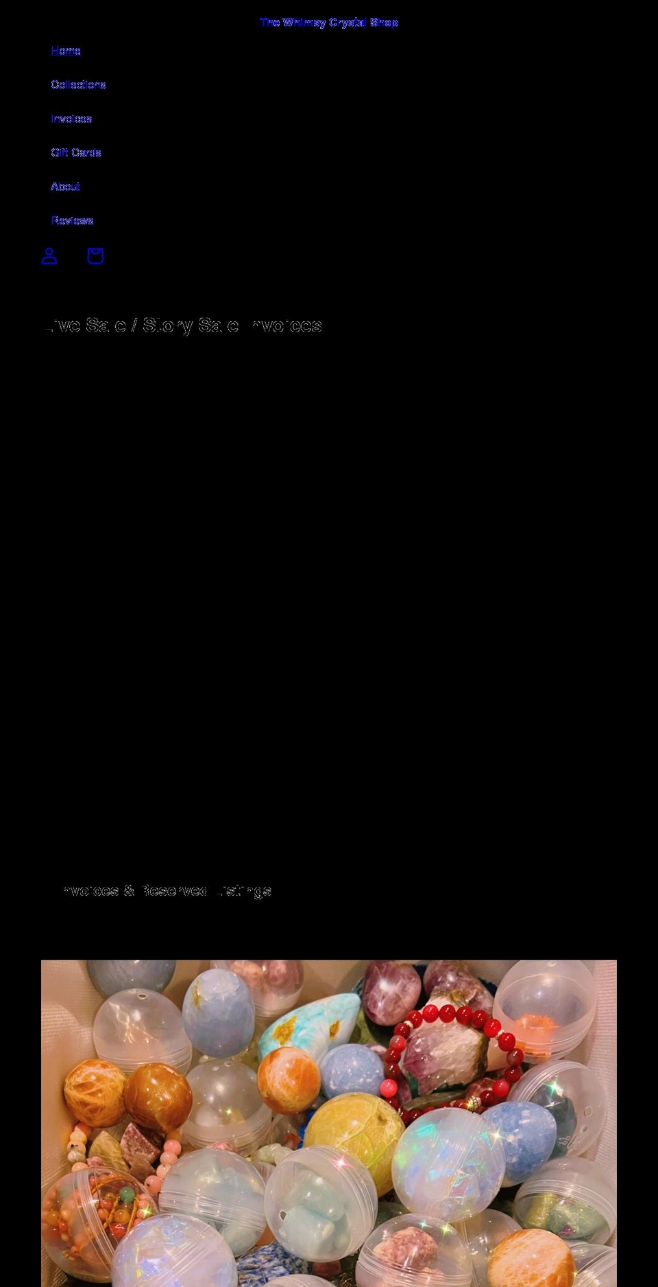 thewhimsycrystalshop.com shopify website screenshot