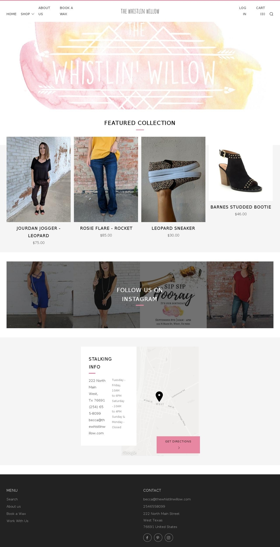 thewhistlinwillow.com shopify website screenshot