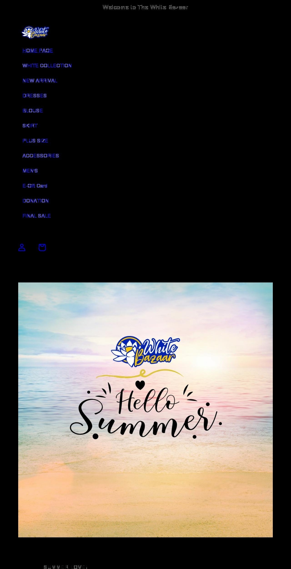 thewhitebazaar.com shopify website screenshot