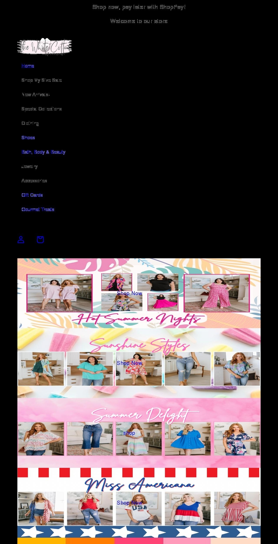 thewhitecottonboutique.com shopify website screenshot