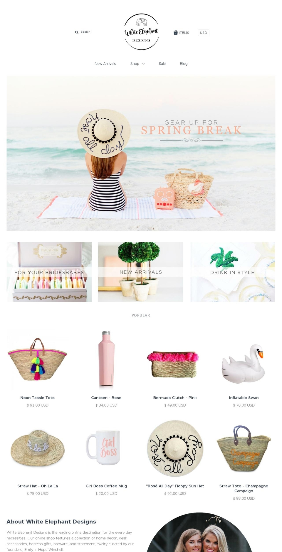 thewhiteelephantdesigns.com shopify website screenshot