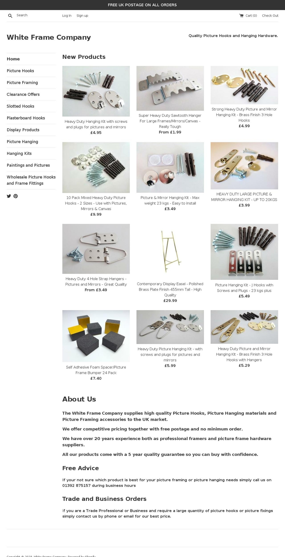 thewhiteframecompany.com shopify website screenshot