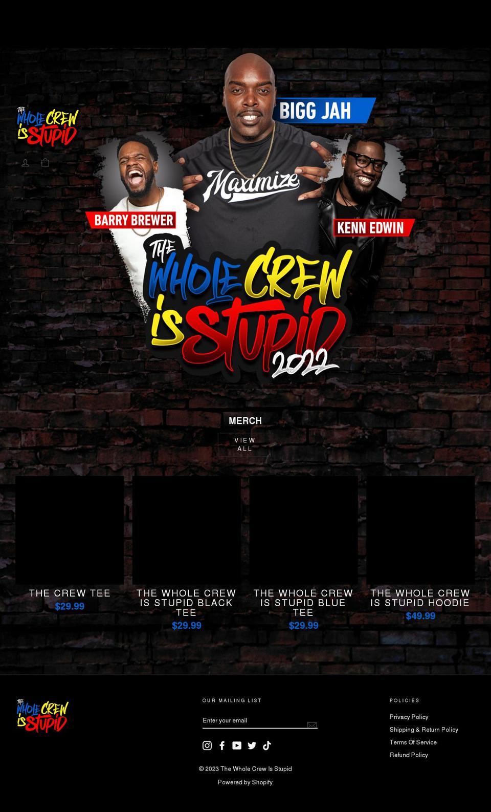 thewholecrewisstupid.com shopify website screenshot