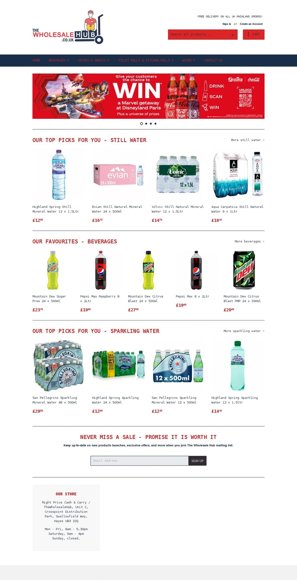 thewholesalehub.co.uk shopify website screenshot