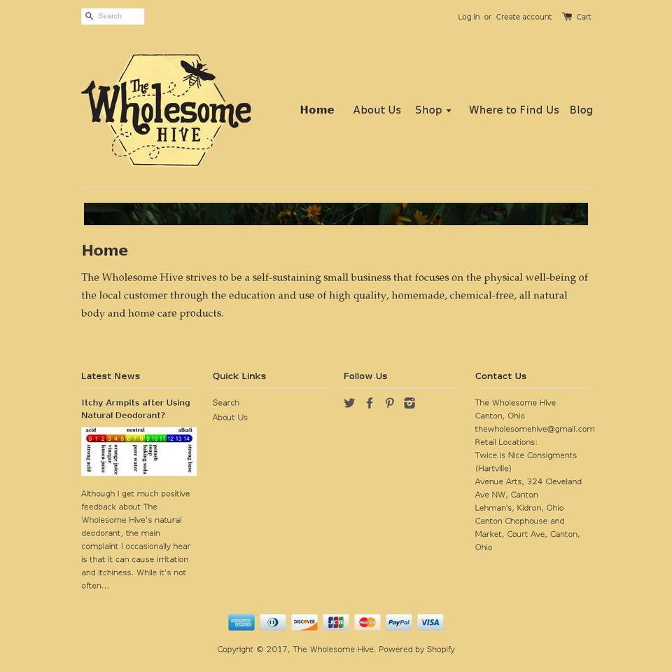 thewholesomehive.com shopify website screenshot