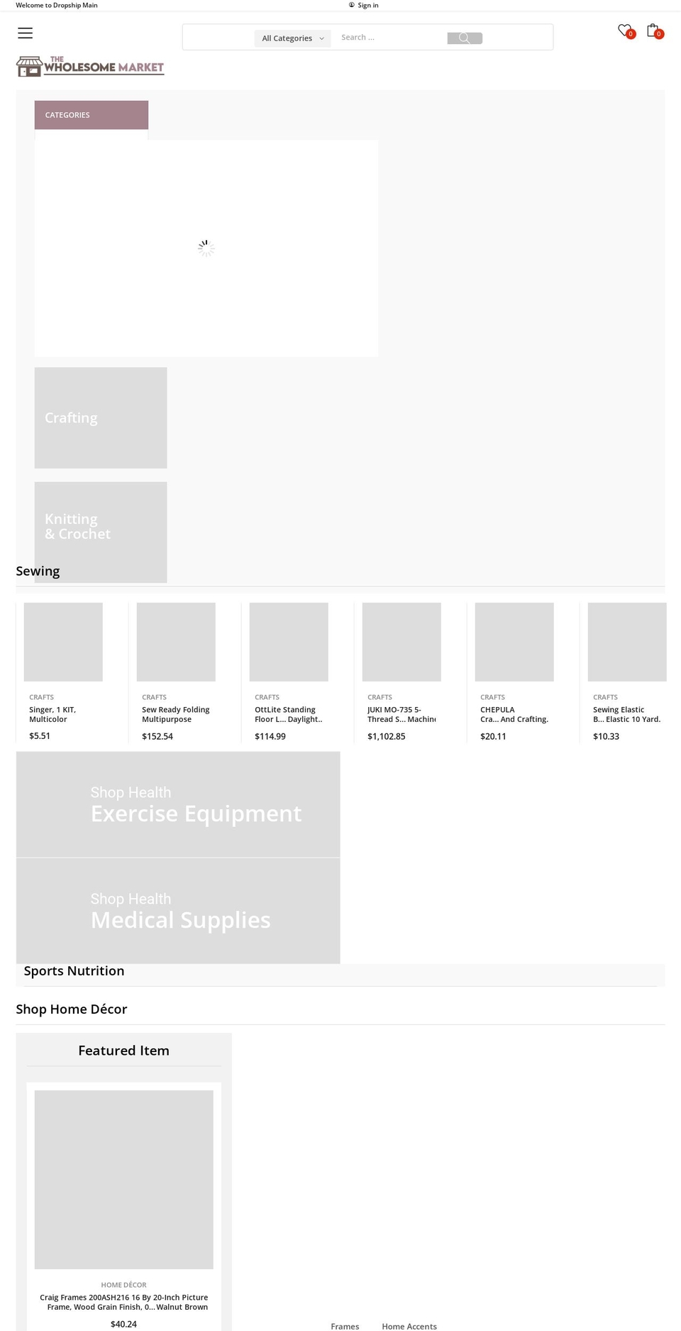 thewholesomemarket.com — Shopify storefront screenshot