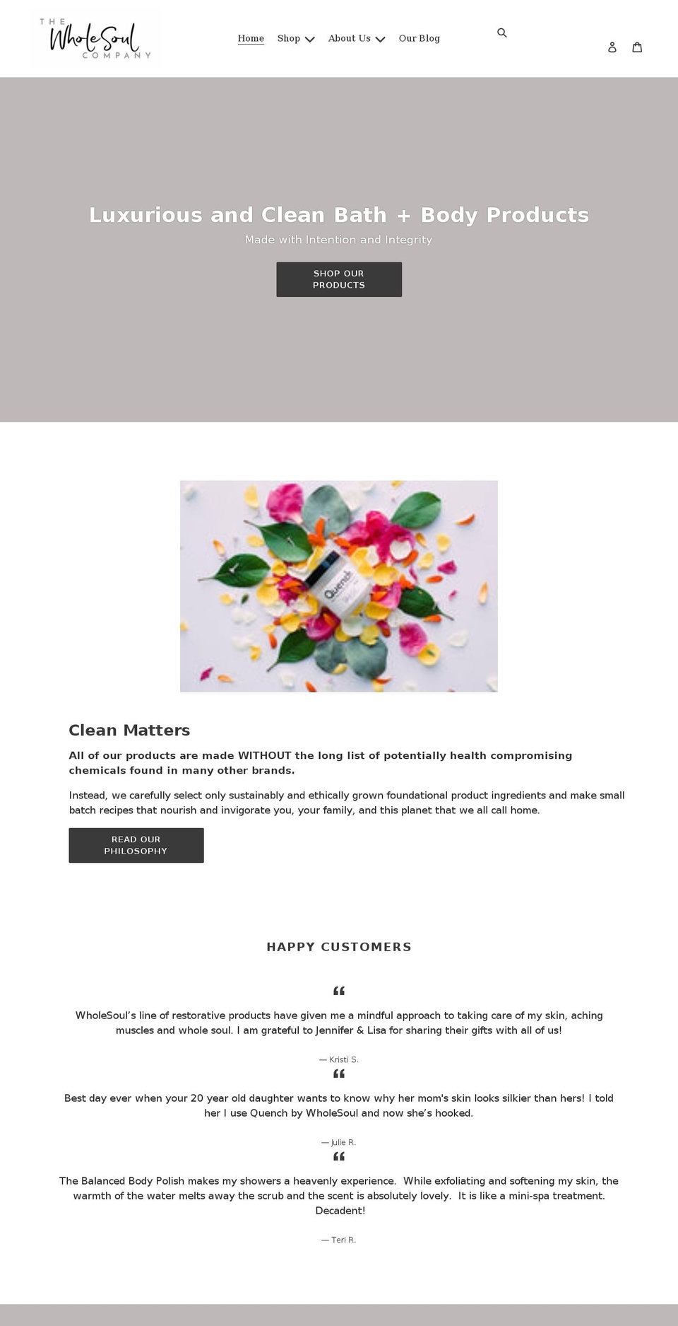 thewholesoulcompany.com shopify website screenshot