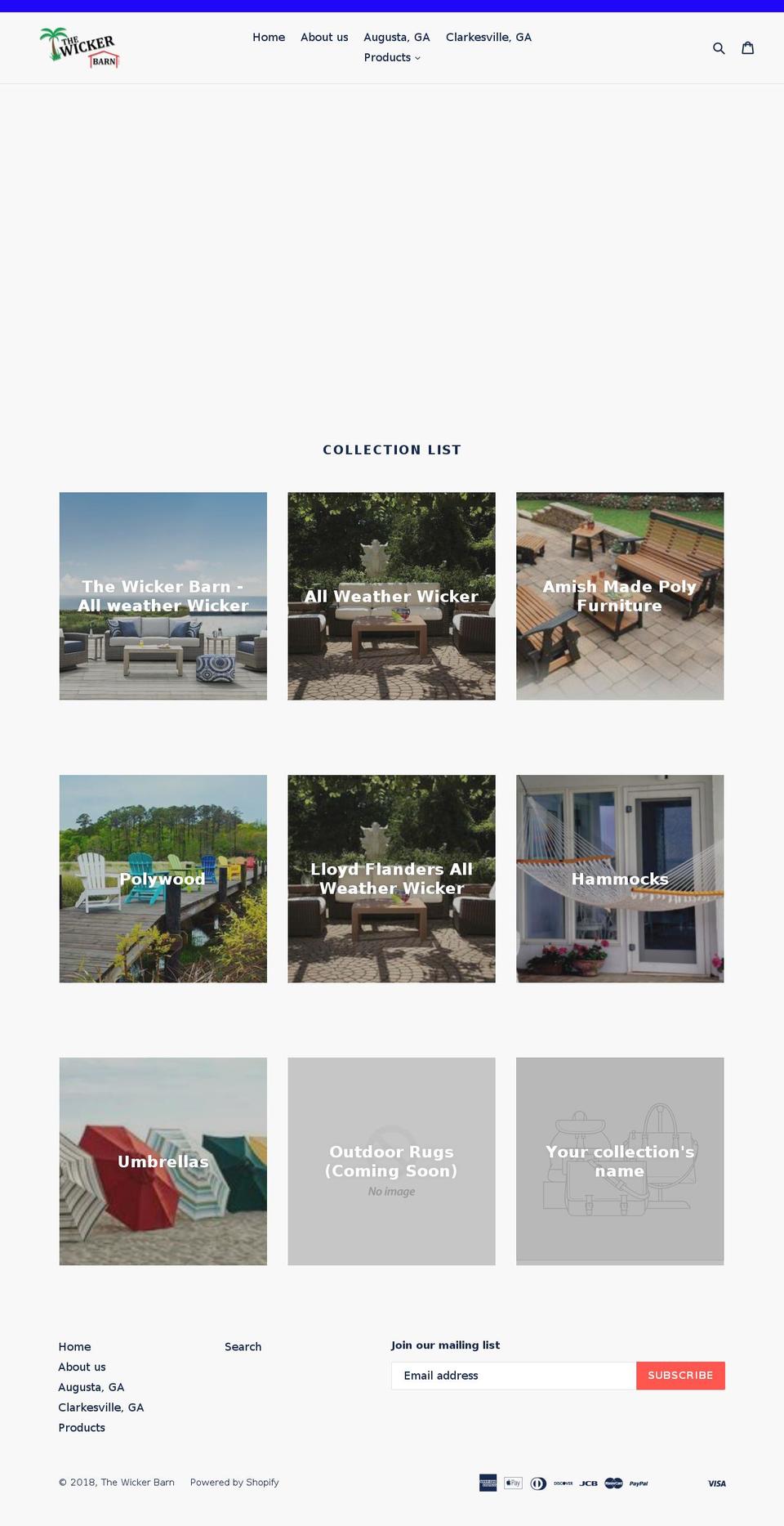 thewickerbarn.com — Shopify storefront screenshot