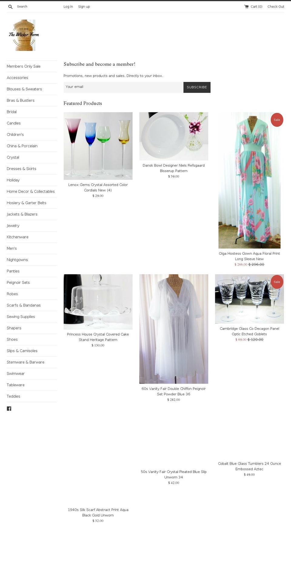 thewickerform.com — Shopify storefront screenshot