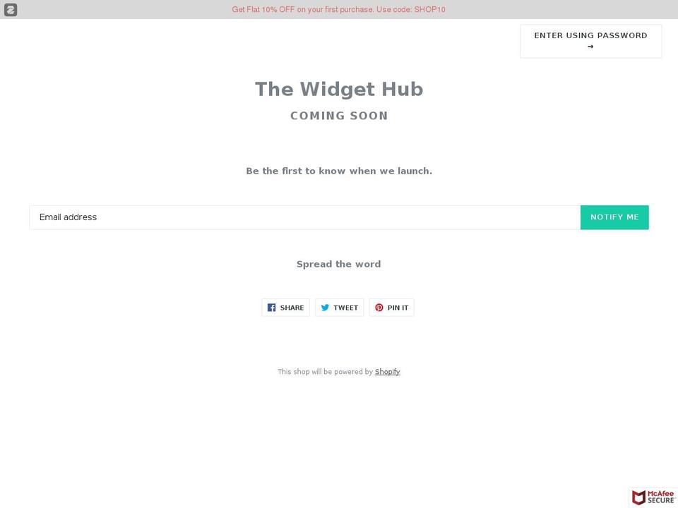 thewidgethub.com — Shopify storefront screenshot