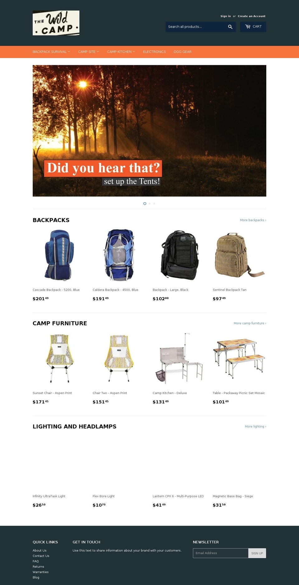 thewildcamp.com — Shopify storefront screenshot