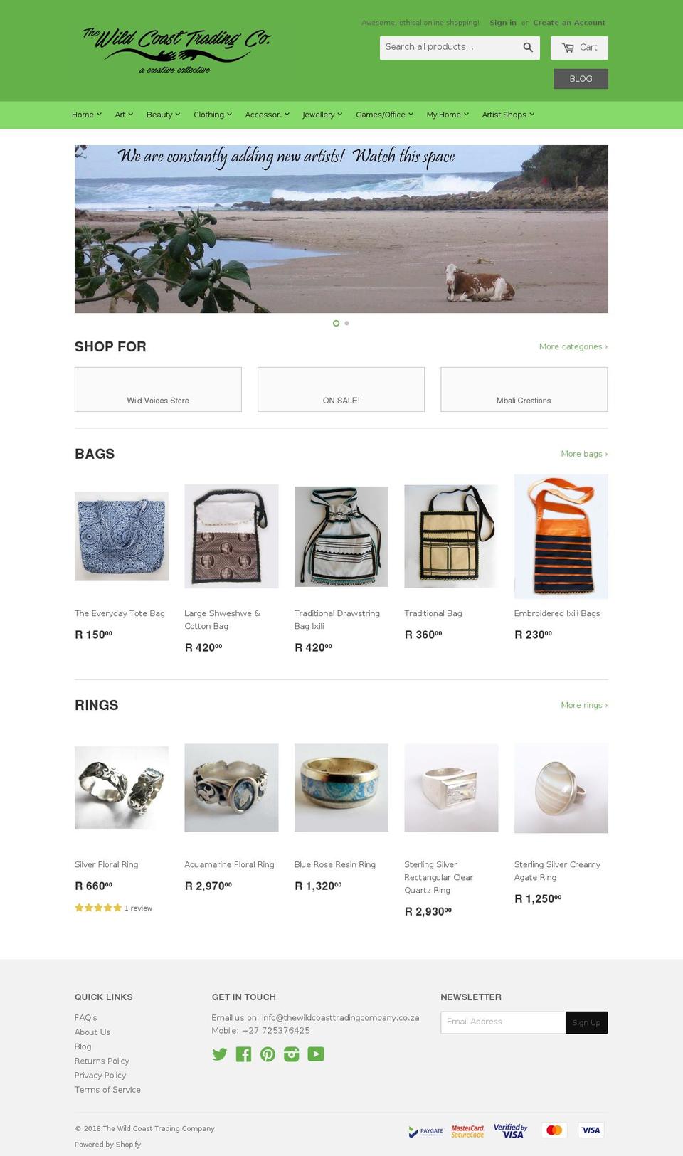 thewildcoasttradingcompany.co.za shopify website screenshot