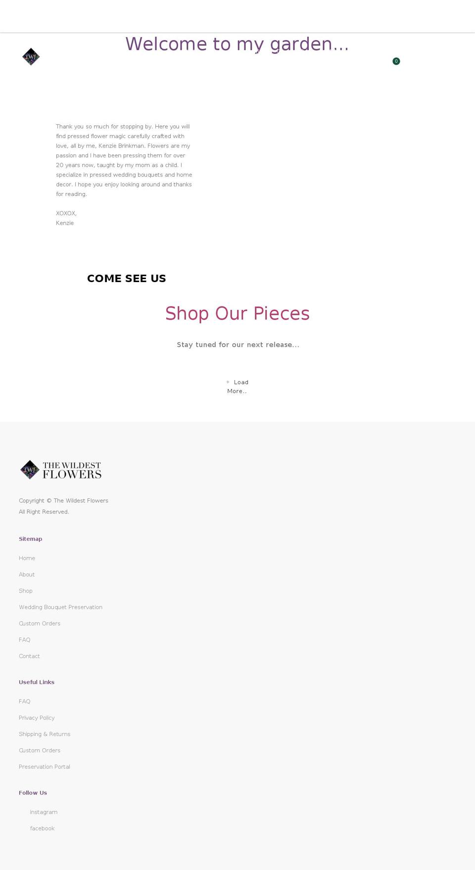 thewildestflowers.com shopify website screenshot