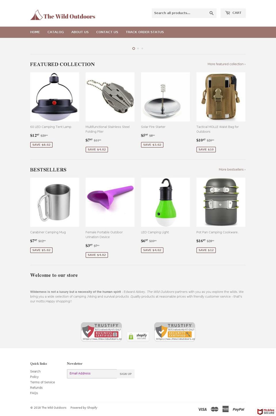 thewildoutdoors.net shopify website screenshot