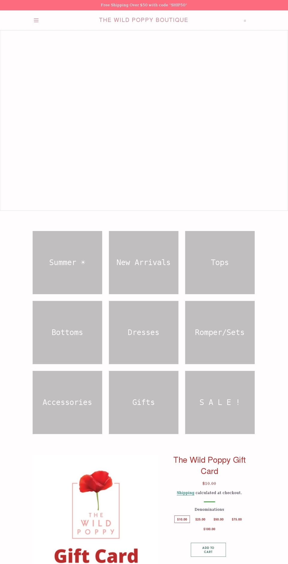 thewildpoppyboutique.com shopify website screenshot