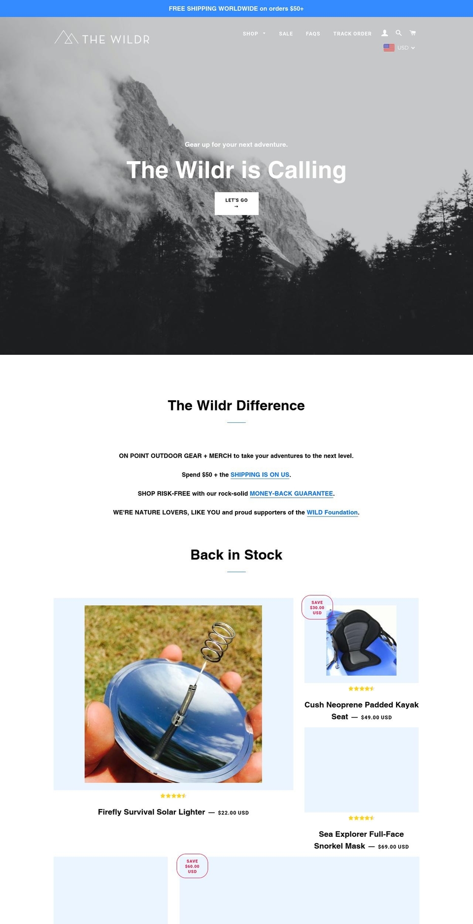 thewildr.com shopify website screenshot
