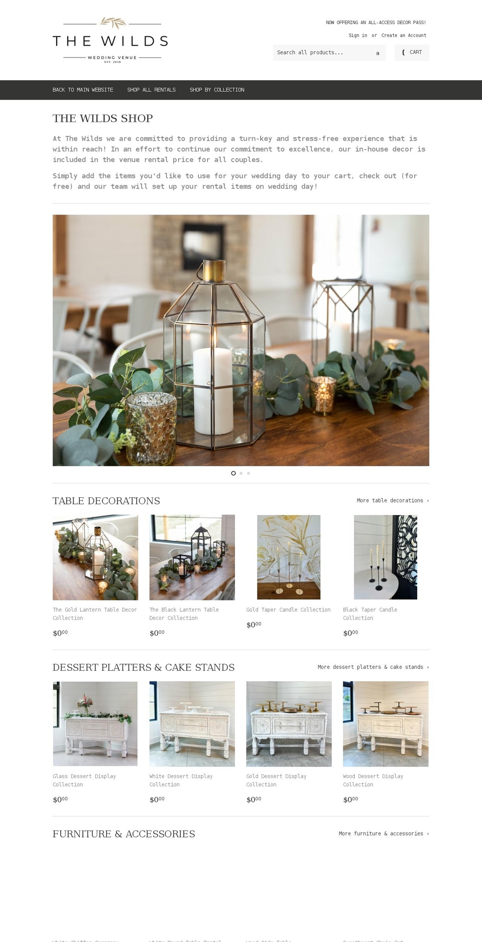 thewildsvenueshop.com shopify website screenshot