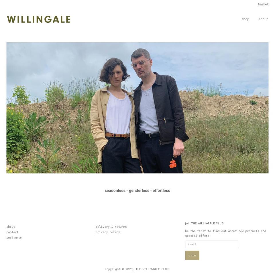 thewillingaleshop.com shopify website screenshot