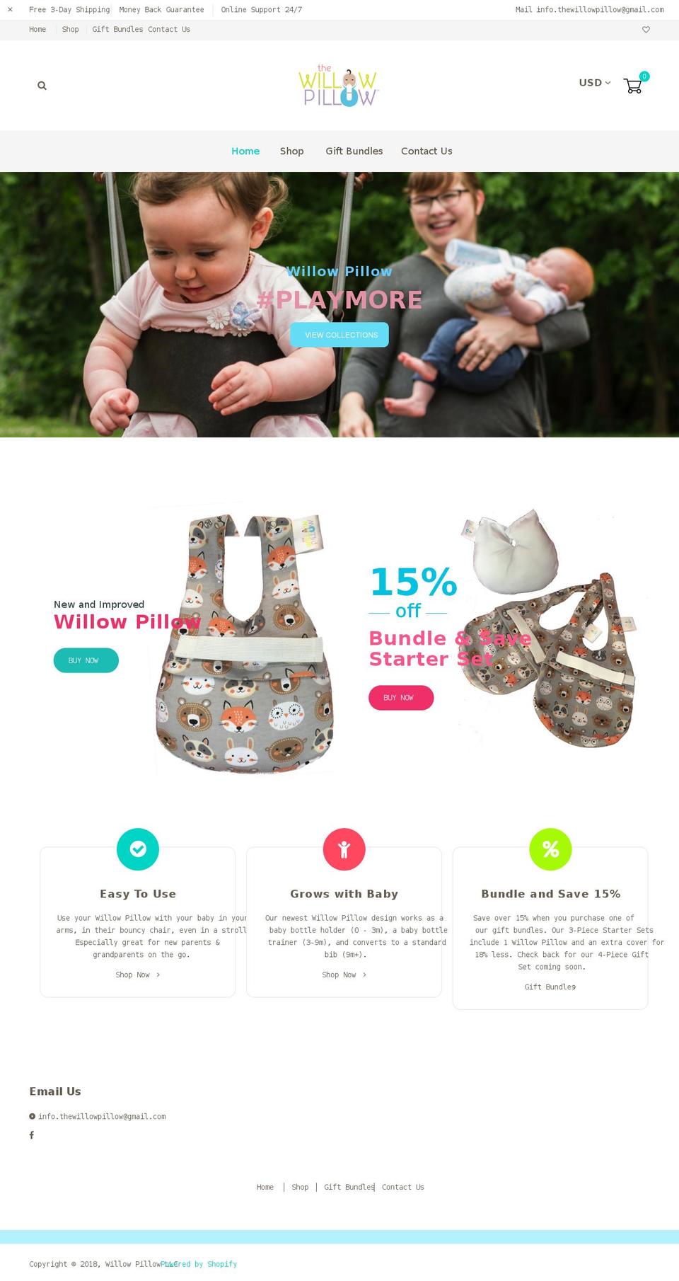 thewillowpillow.com shopify website screenshot