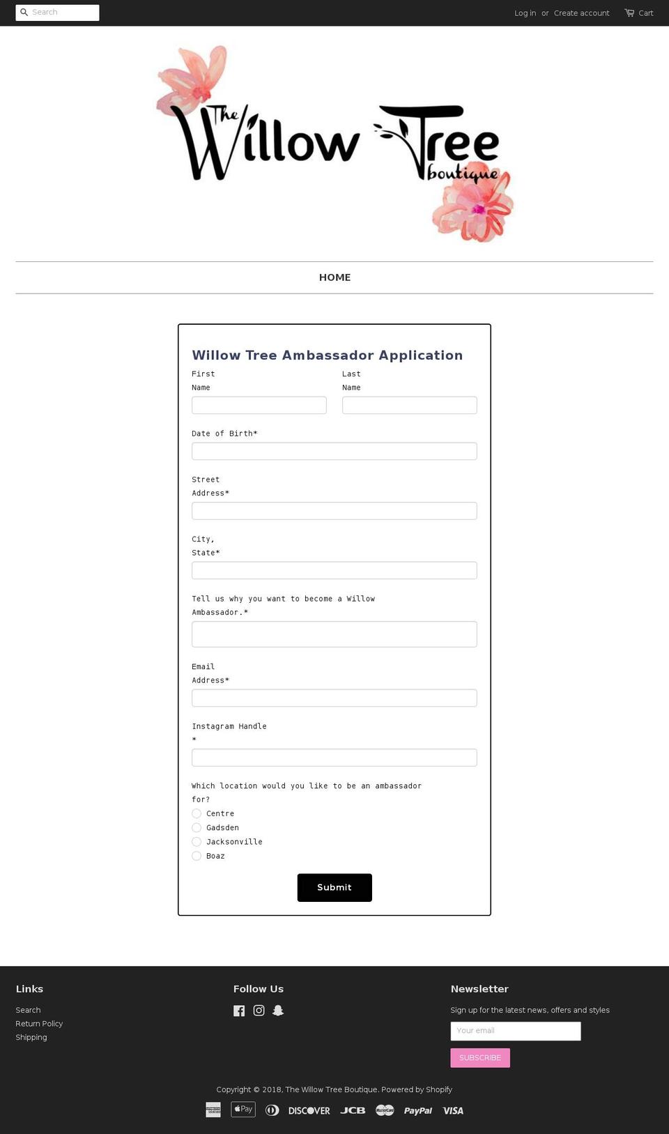thewillowtree.com — Shopify storefront screenshot