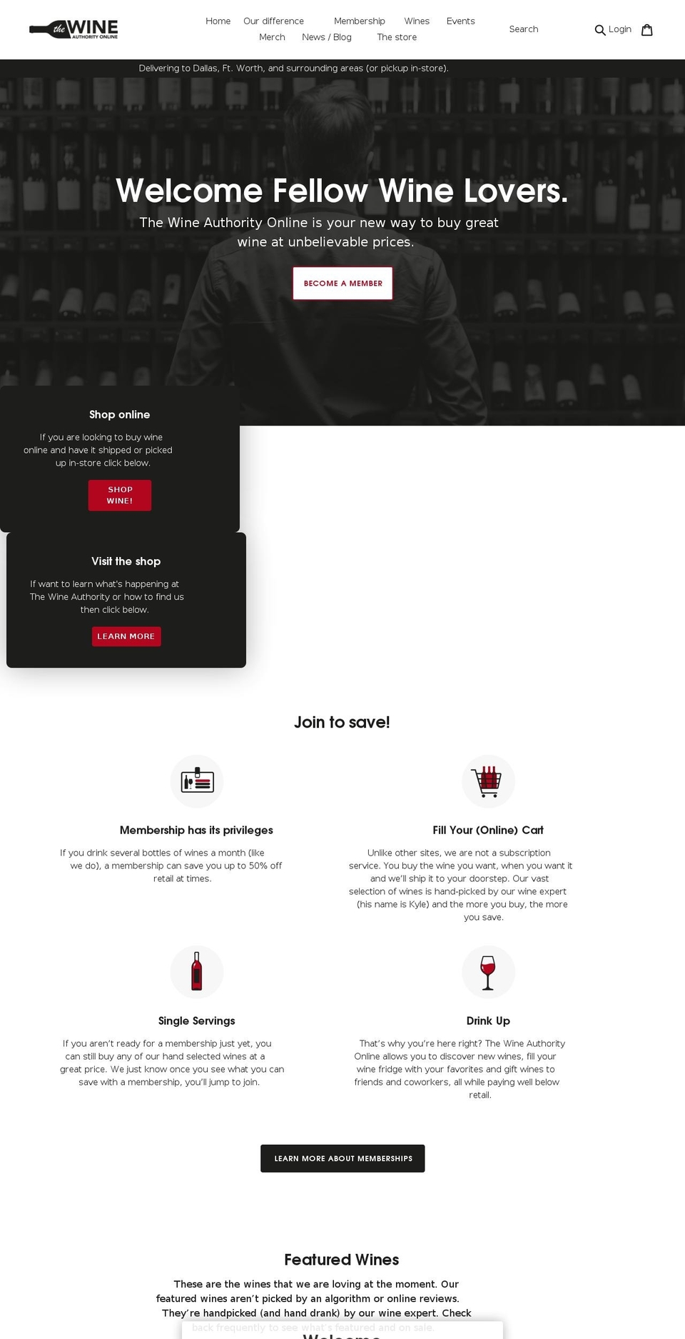 thewineauthorityonline.com shopify website screenshot