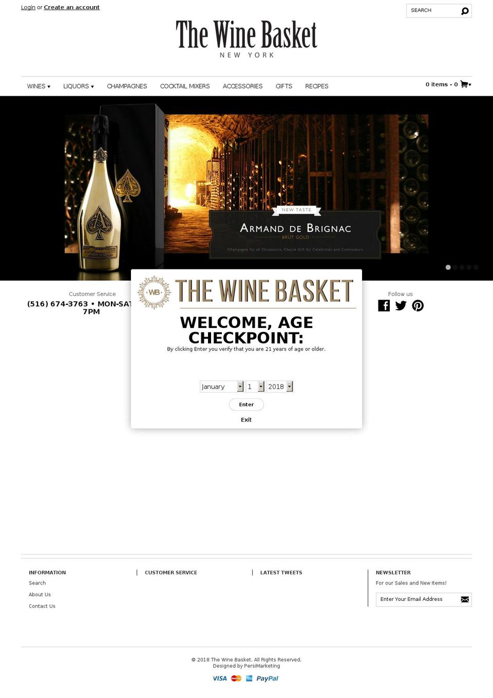 thewinebasketny.com — Shopify storefront screenshot