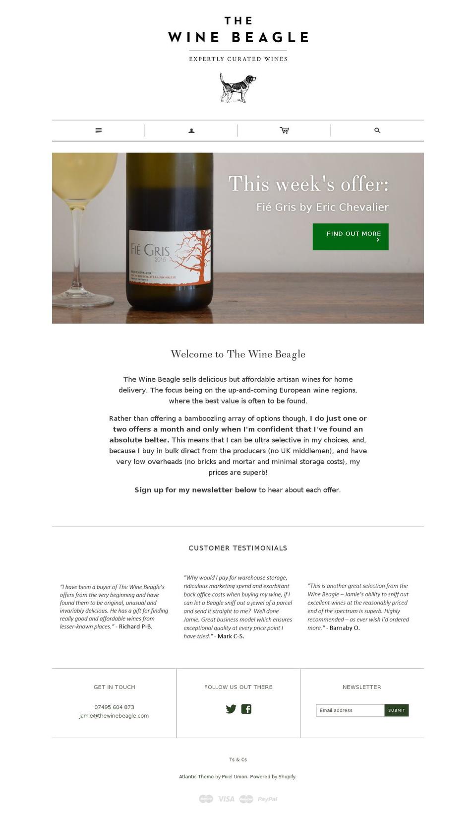 thewinebeagle.com shopify website screenshot