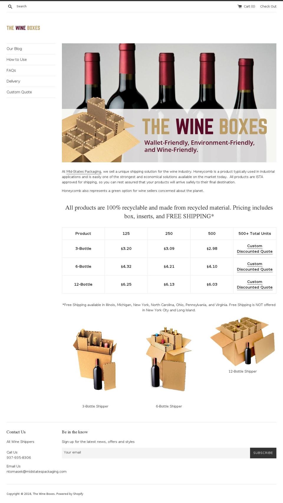 thewineboxes.com shopify website screenshot