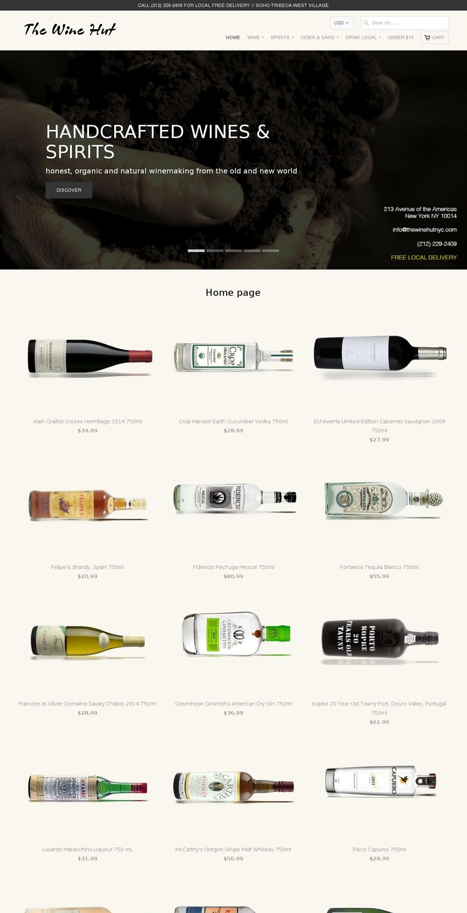 thewinehutnyc.com shopify website screenshot