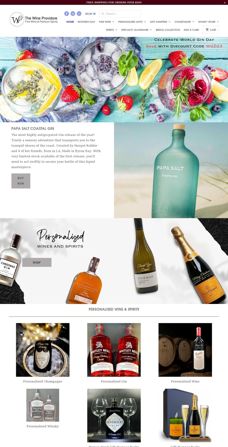 thewineprovidore.com.au shopify website screenshot