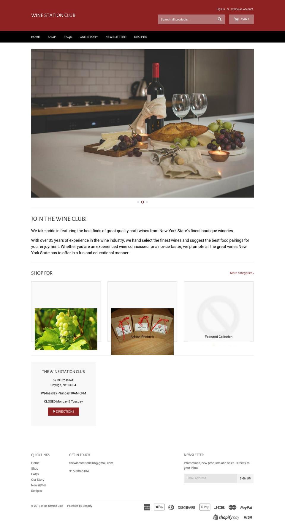 thewinestationclub.com — Shopify storefront screenshot