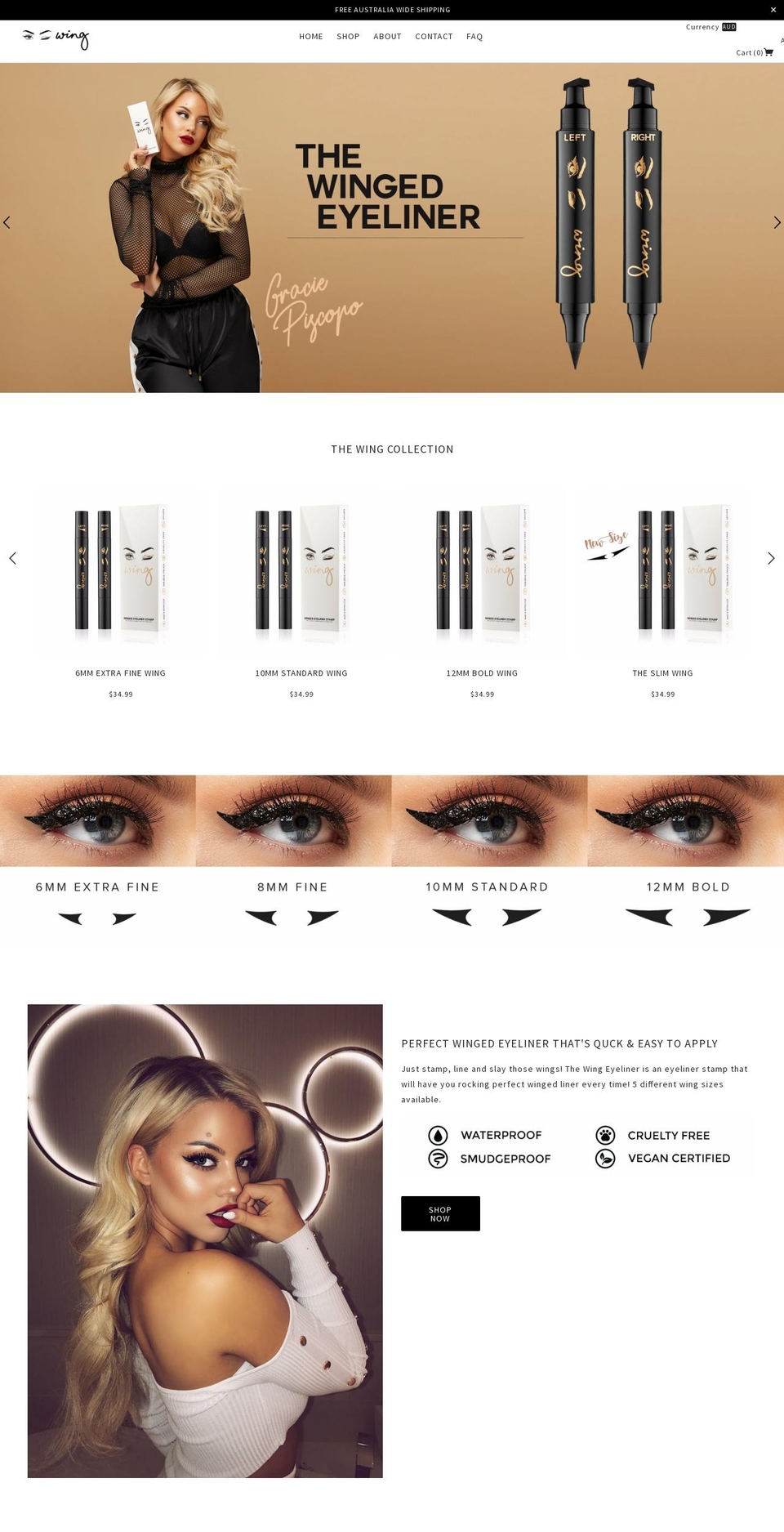 thewingeyeliner.com — Shopify storefront screenshot