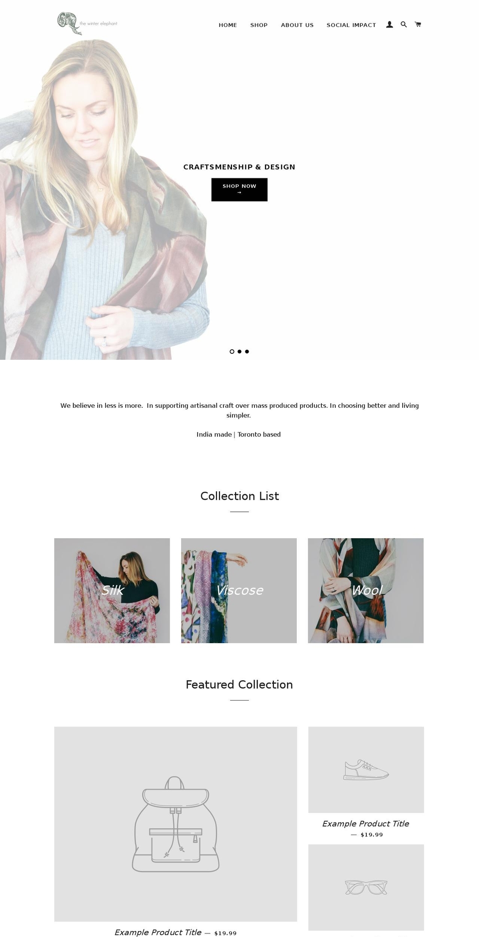 thewinterelephant.com shopify website screenshot
