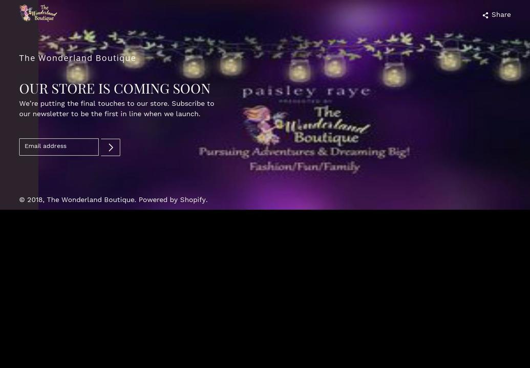 thewonderlandboutique.com — Shopify storefront screenshot