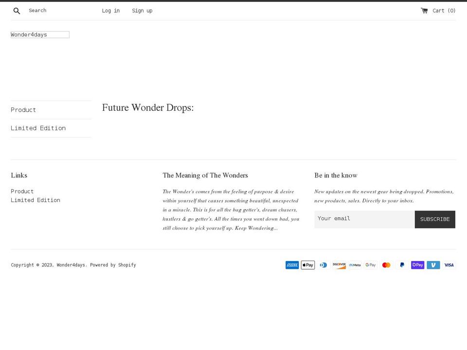 thewondersstore.com shopify website screenshot