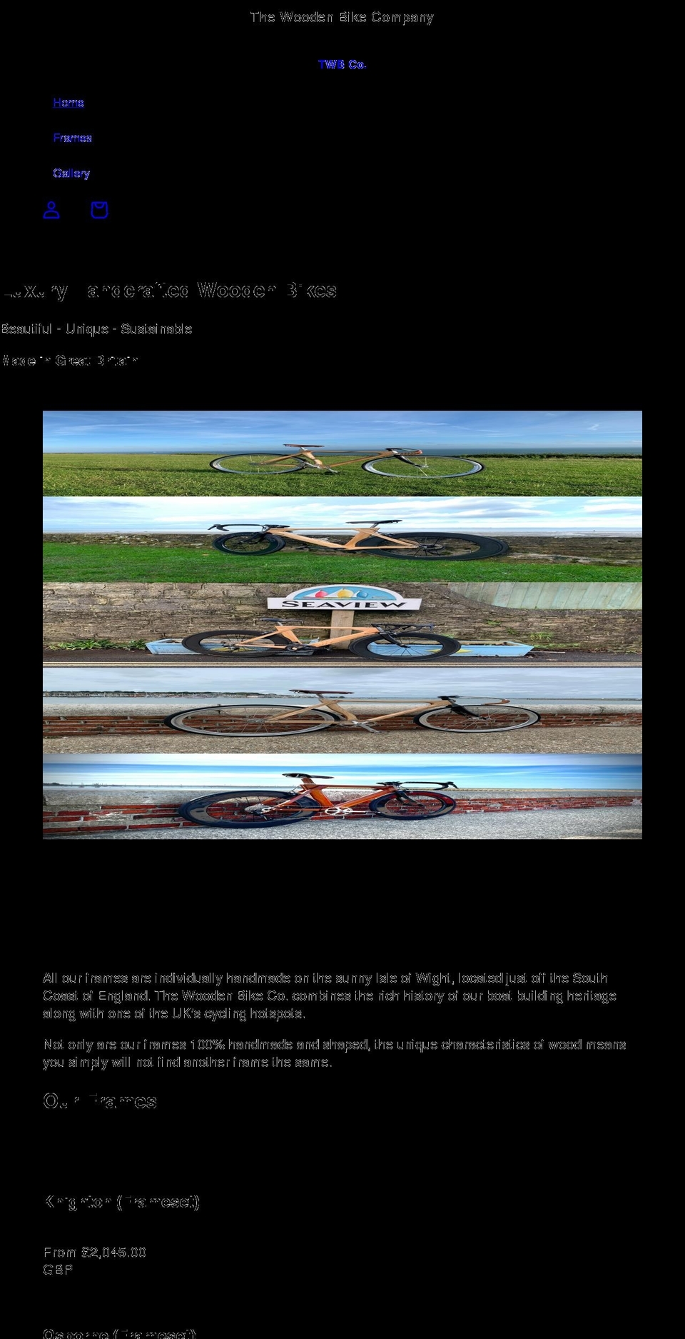 thewoodenbike.com shopify website screenshot