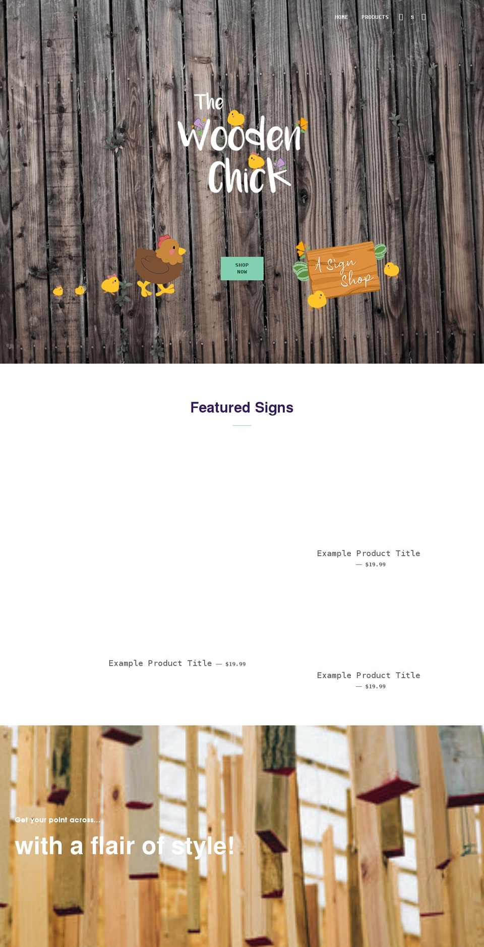 thewoodenchick.com shopify website screenshot