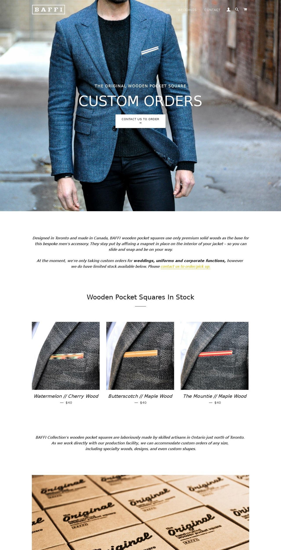 thewoodenpocketsquare.com — Shopify storefront screenshot