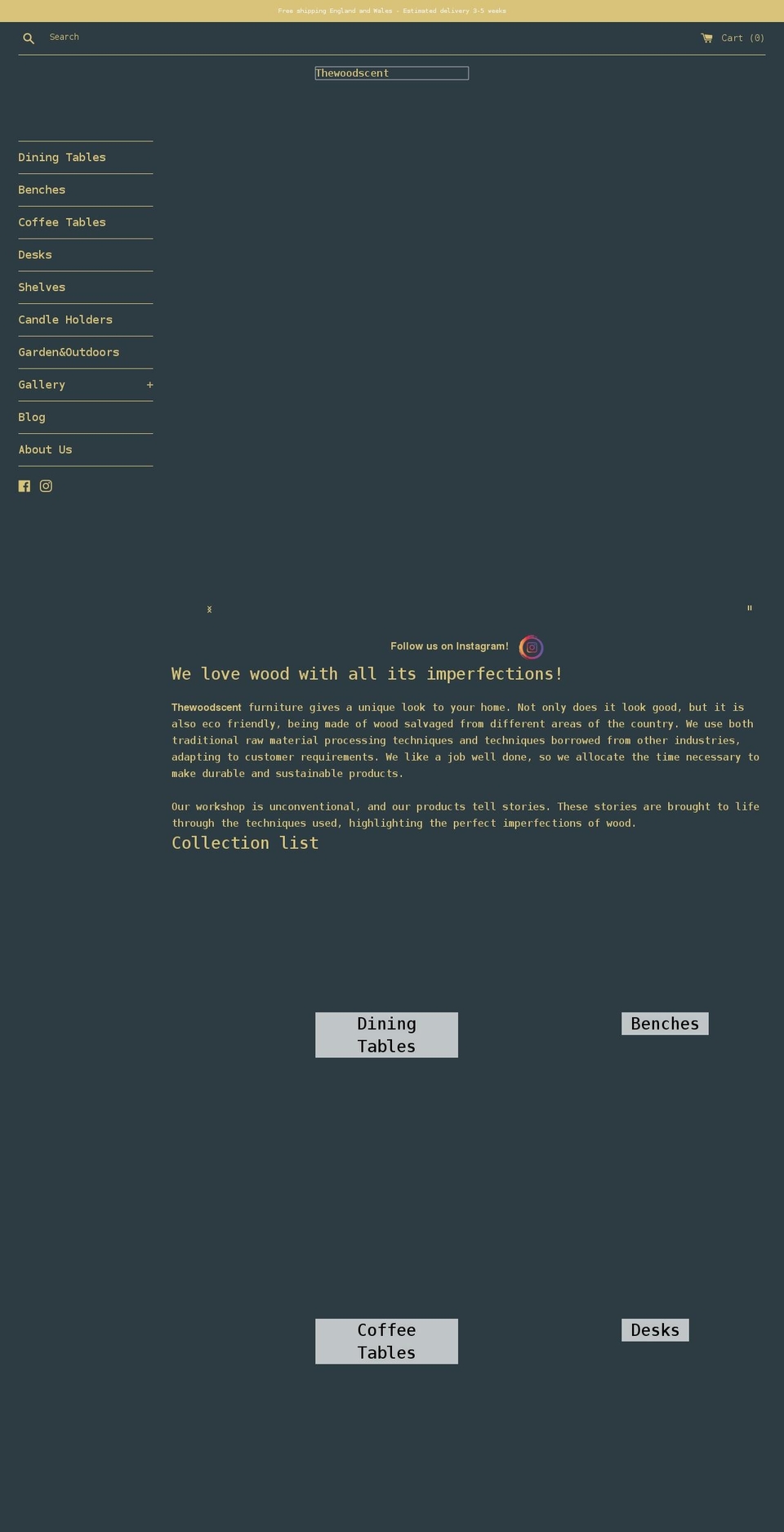 thewoodscent.com shopify website screenshot