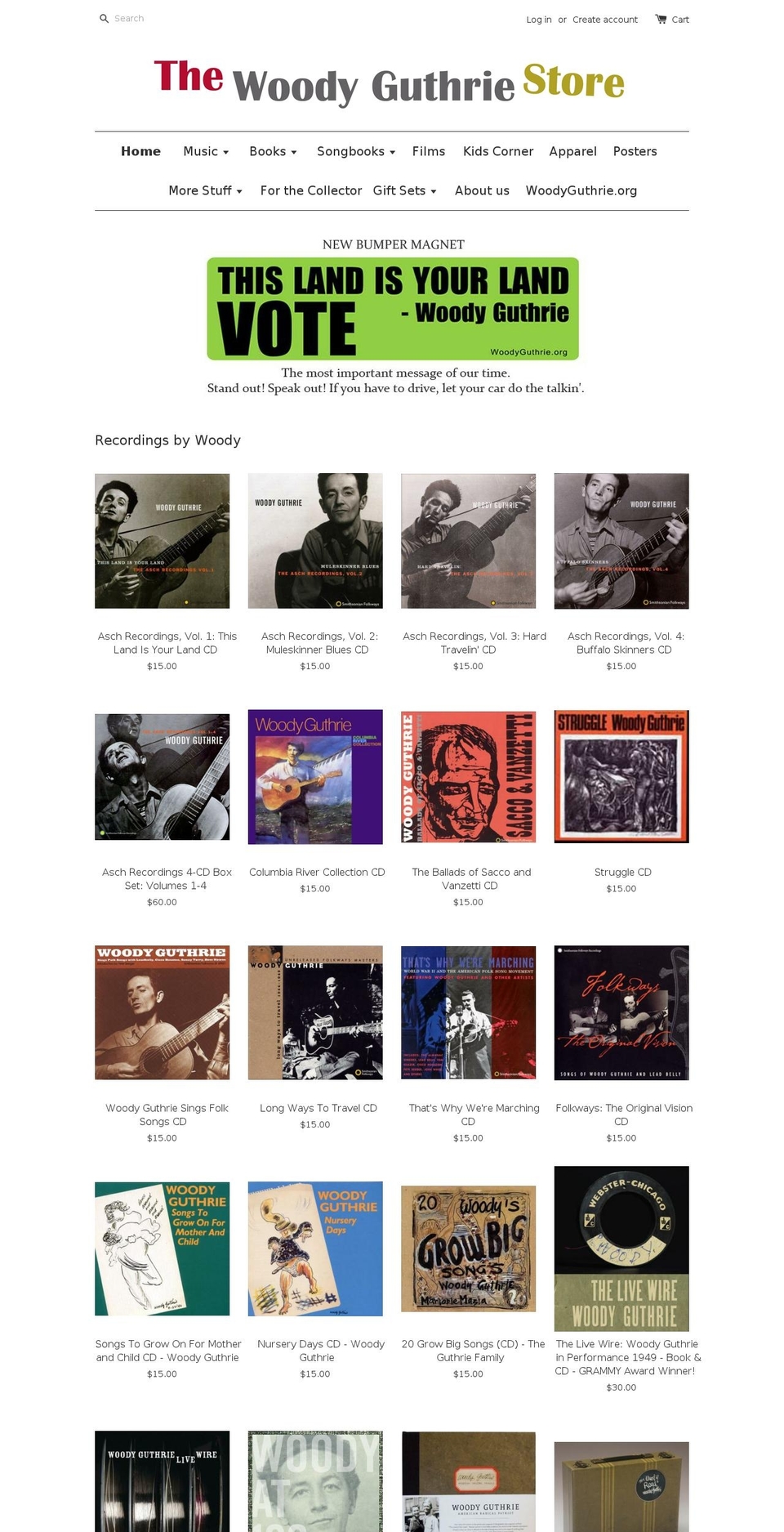 thewoodyguthriestore.com — Shopify storefront screenshot