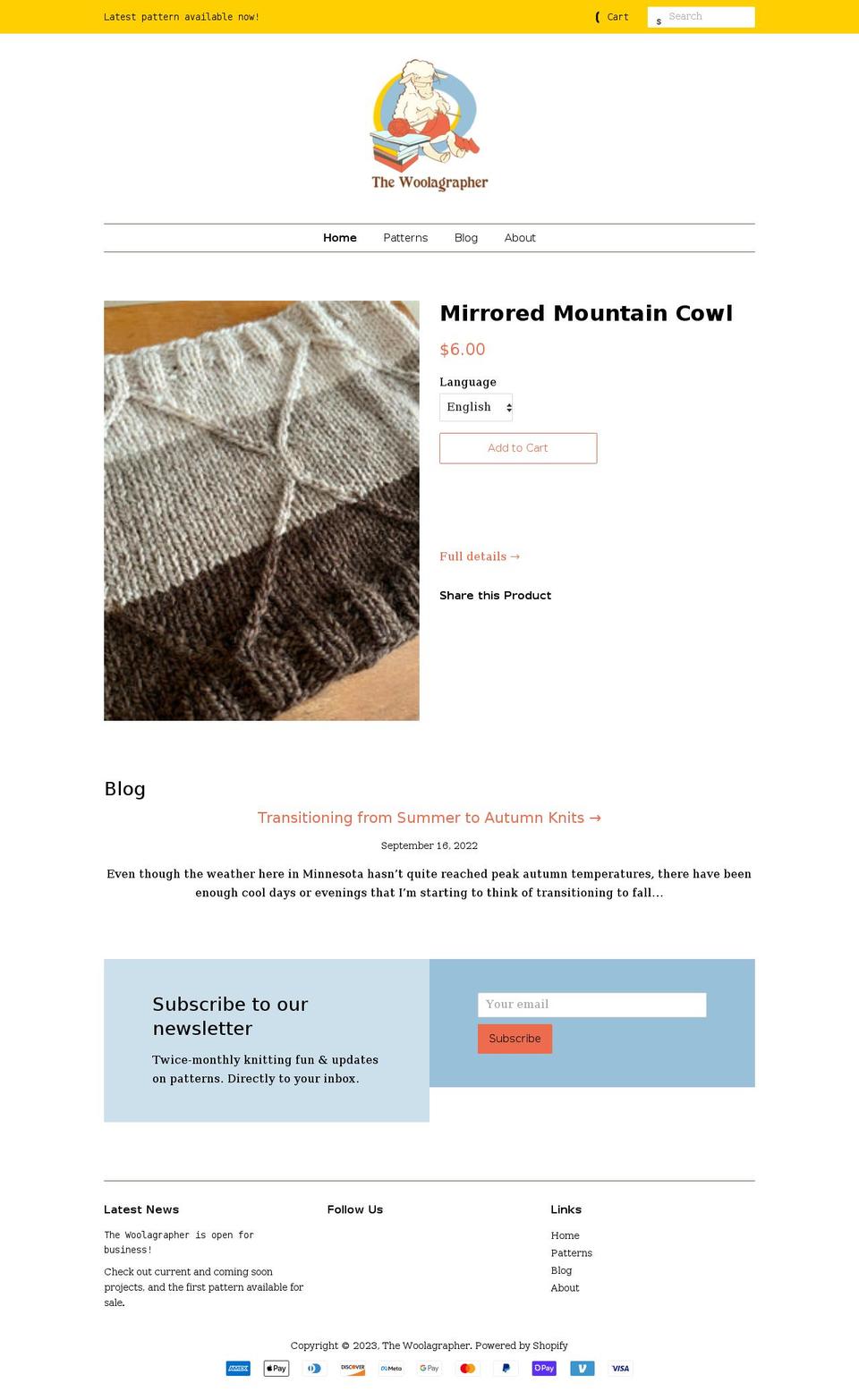 thewoolagrapher.com shopify website screenshot